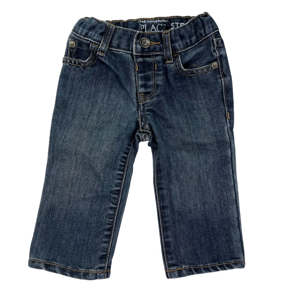 The Children's Place Straight Leg Jeans Kids 6-9M Med Wash Adjustable Waist